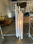 Modernist White Lucite Stacked Tube Chandelier by Rougier, Circa 1970s