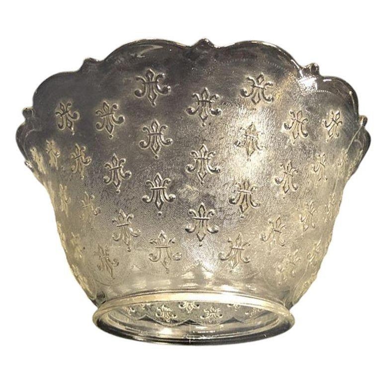 Victorian Textured Gas Light Shade w/ Fleur De Lis Details