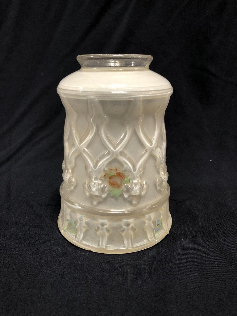 Vintage Frosted Rococco Globe with Painted Flower Details