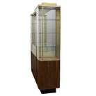 Rare Streamline Art Deco Brass & Oak Double Tower Display Case by Parker Pens
