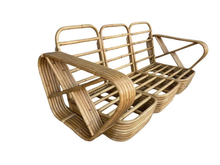 Restored Six-Strand Square Pretzel Sofa & Lounge Chair Livingroom Set