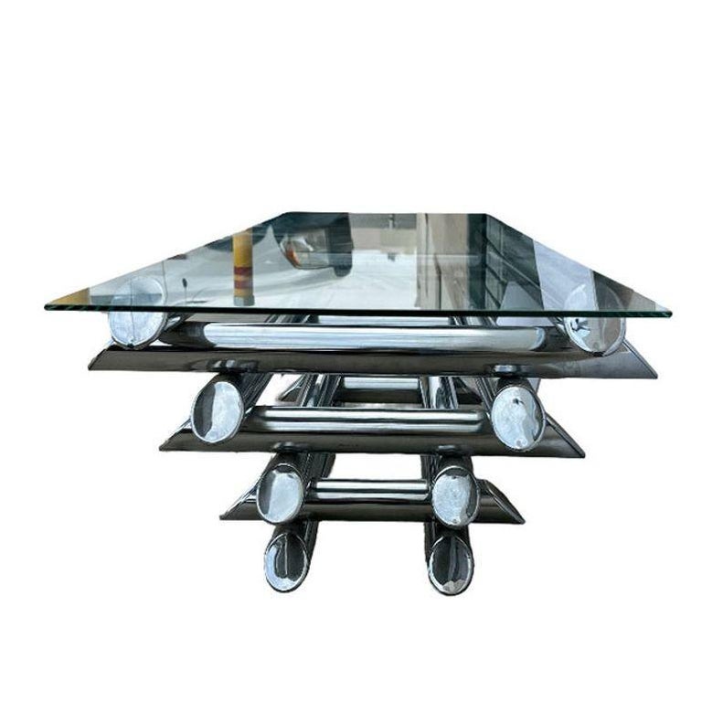 Paul Mayen Style Chrome Tubular Stacked Cocktail Table