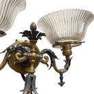 Electrified Late Victorian Baroque Brass Gas Sconces w/ Shade, Pair