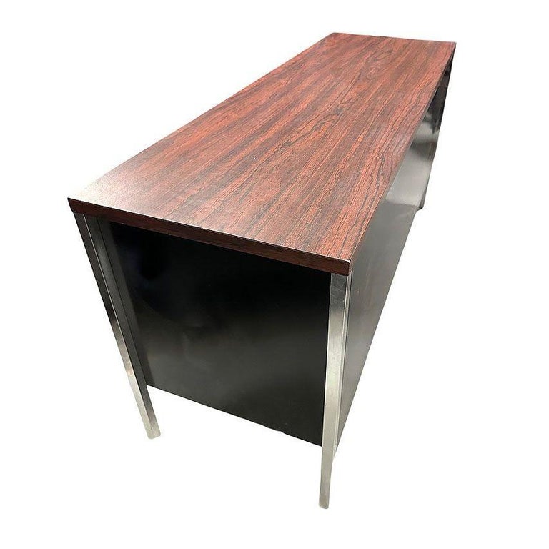 Modern Black & Chrome Metal Tanker Credenza by Steelcase