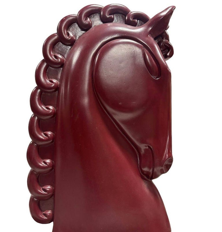 Viktor Schreckengost Styled Fiberglass Horse Bust on Hardwood Base
