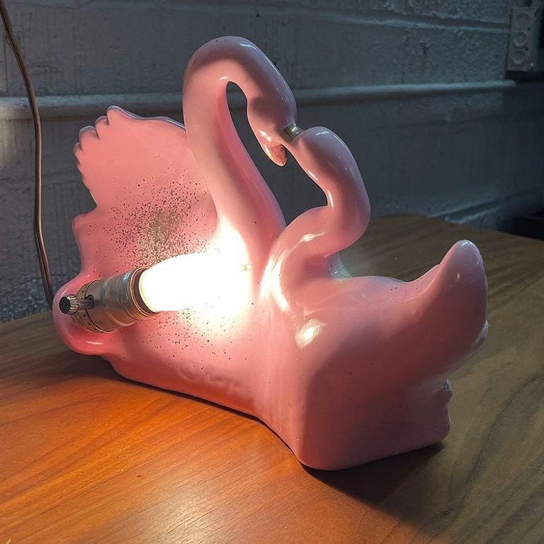 California Pottery Swan Love TV Planter & Lamp by Royal Fleet