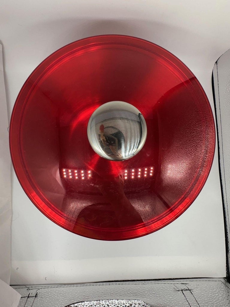 Mid-century Red Acrylic & Stainless Steel Ice Bucket