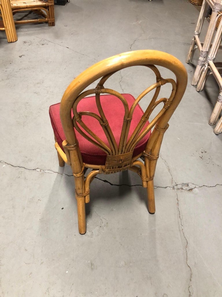 Restored Rattan Petal Fan Back Dining Chairs Set of 10
