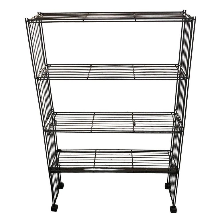 Mid-Century 4-Tier Iron Wire Art Display Shelf Bookshelf, Pair