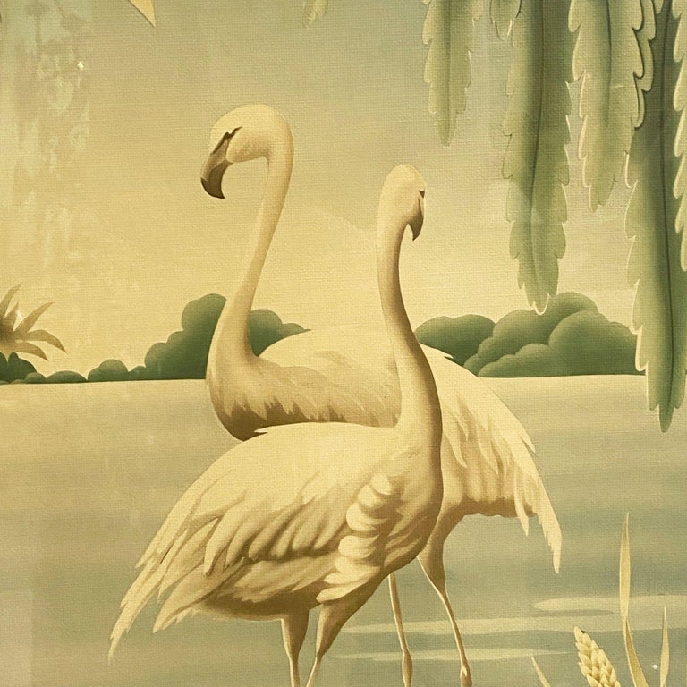 1940 Tropical Flamingo Lovers Scenic Print, by Billy Seay for Turner