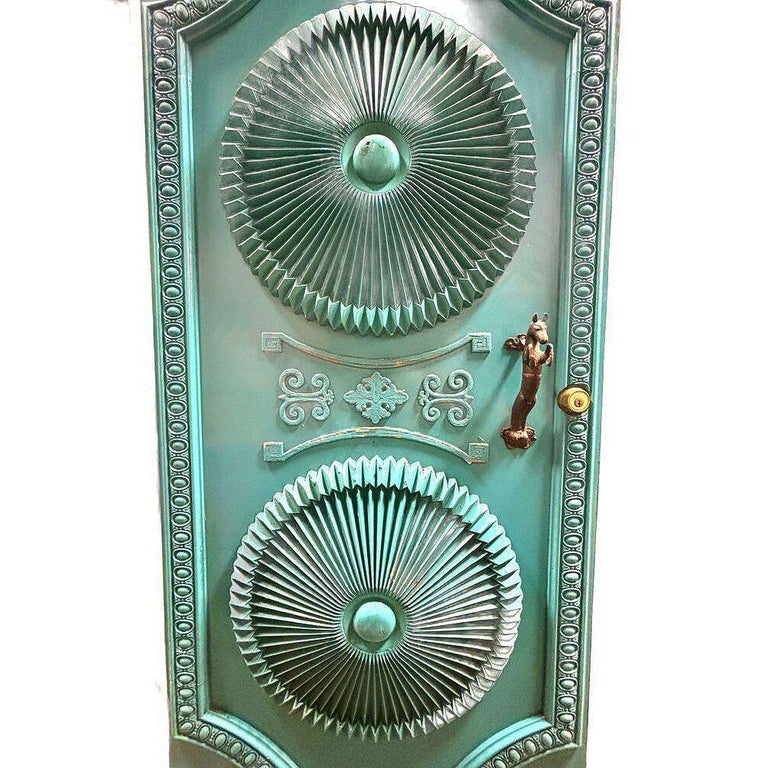 Mid-century Hollywood Regency Grand Turquoise Door w/ Custom Handles