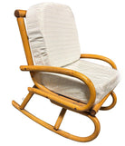Restored Mid-century Frankl Style Child's Pole Rattan Bent Arm Rocking Chair