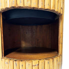 Restored Paul Frankl Style Stacked Rattan Planter Stand w/ Cubby