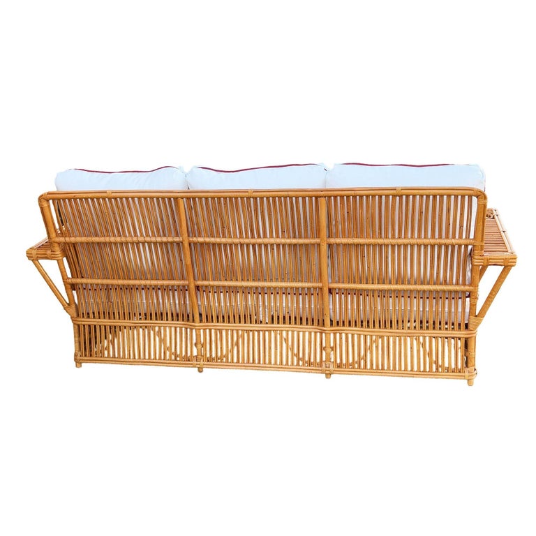 Restored Art Deco Presidents Nantucket Stick Reed Rattan Nantucket 3-Seat Sofa