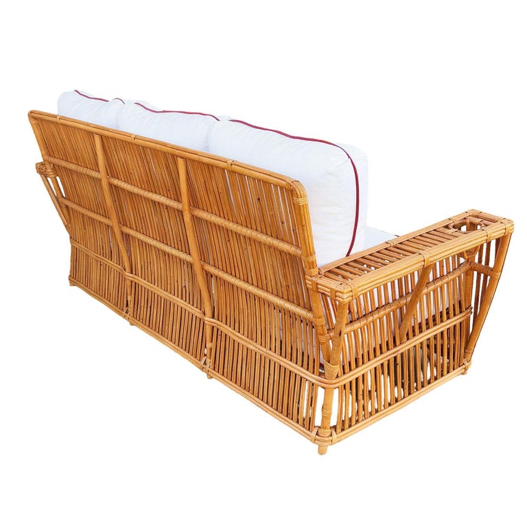 Deco Style "Presidents" Stick Reed Rattan Nantucket Sofa/Lounge Living Room Set