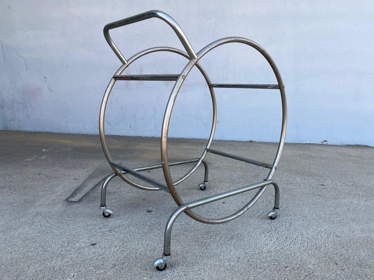 Bauhaus Inspired Art Deco Chrome Tubular Bar Cart