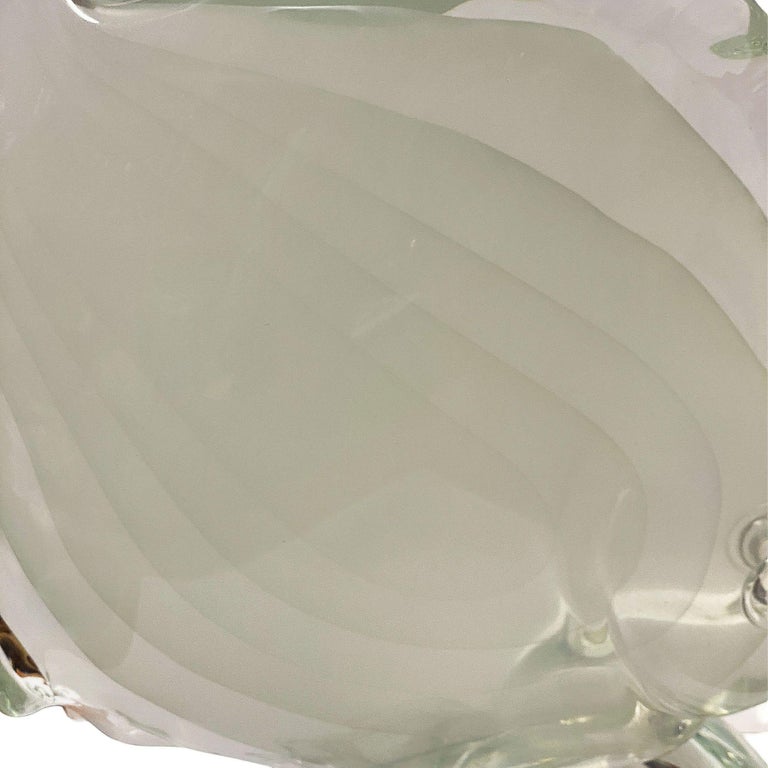 Murano Crystal Glass Angel Fish Sculture On Wave by Licio Zanetti