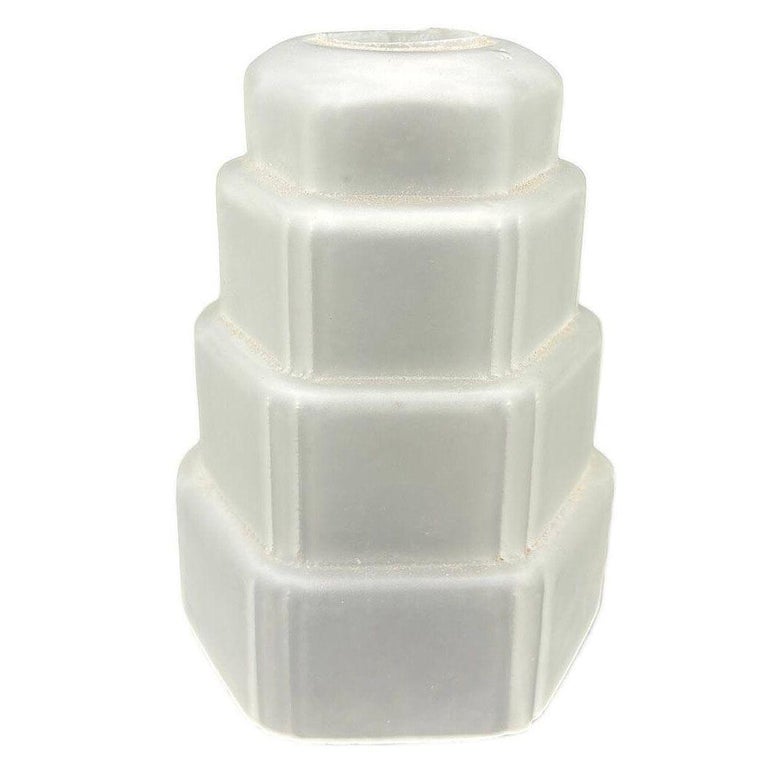 French Stepped Art Deco Frosted Glass Ceiling Shade by Vianne