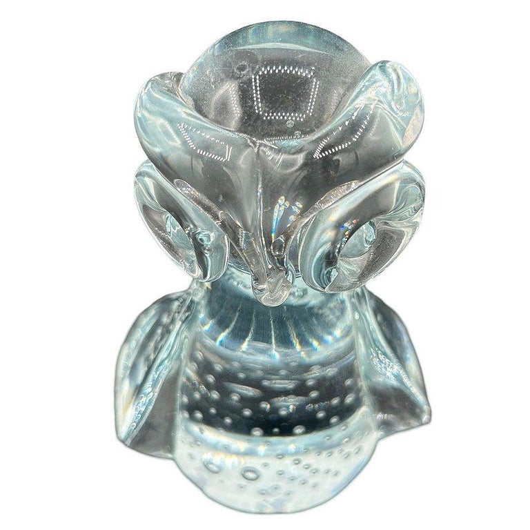 Mid-century Murano Bullicante Art Glass Owl Sculpture Paper Weight