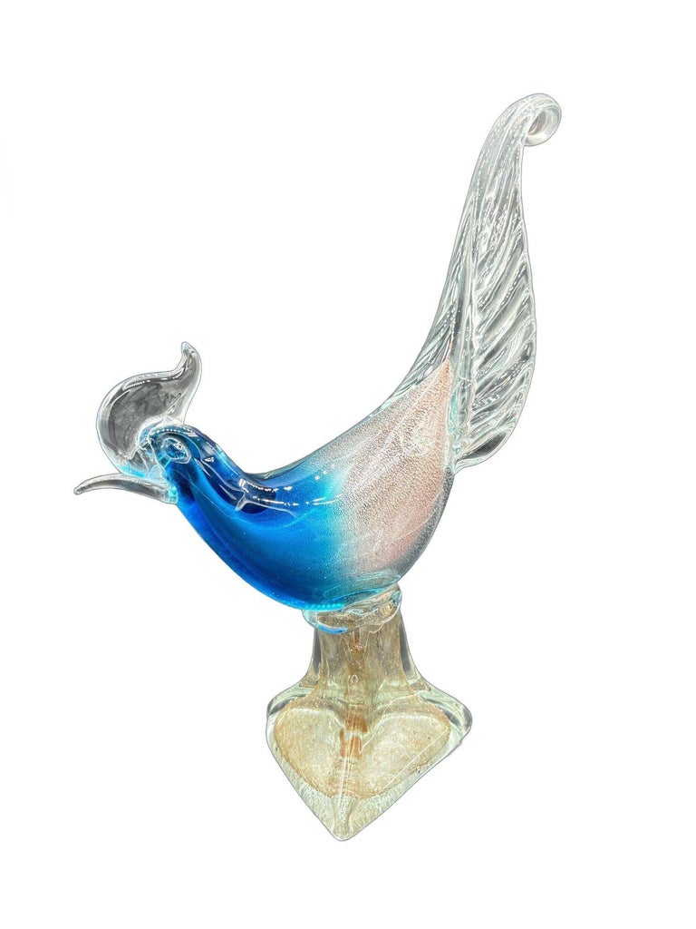 Mide-century Murano Pheasant Art Glass Sculpture attributed to Barovier & Toso
