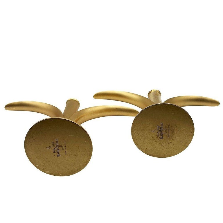 MCM "Lily" Candlestick Holders w/ Brass Inserts By Ivar Ålenius Björk for Ystad