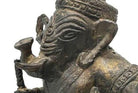 Antique Bronze Ganesha Seated Meditation Four Hands Hindu Ganapati Sculpture
