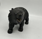 Ainun Black Bear Hand Carved Wood Sculpture with Glass Eyes