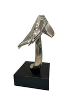 1980s Modernist Lockheed F-117 Nighthawk Chrome Sculpture w/ Black Granite Base