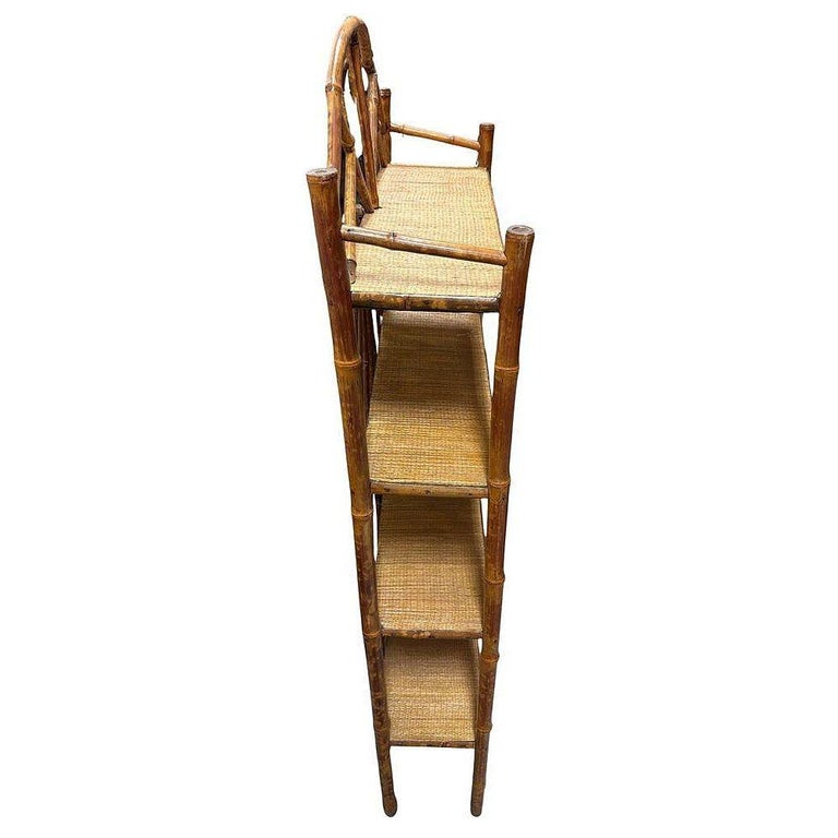 Late Victorian Aesthetic Movement Tiger Bamboo & Grass Matt Chippendale Shelf