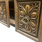 Mid Century Mediterranean Revival Carved Oakwood Buffet Cabinet
