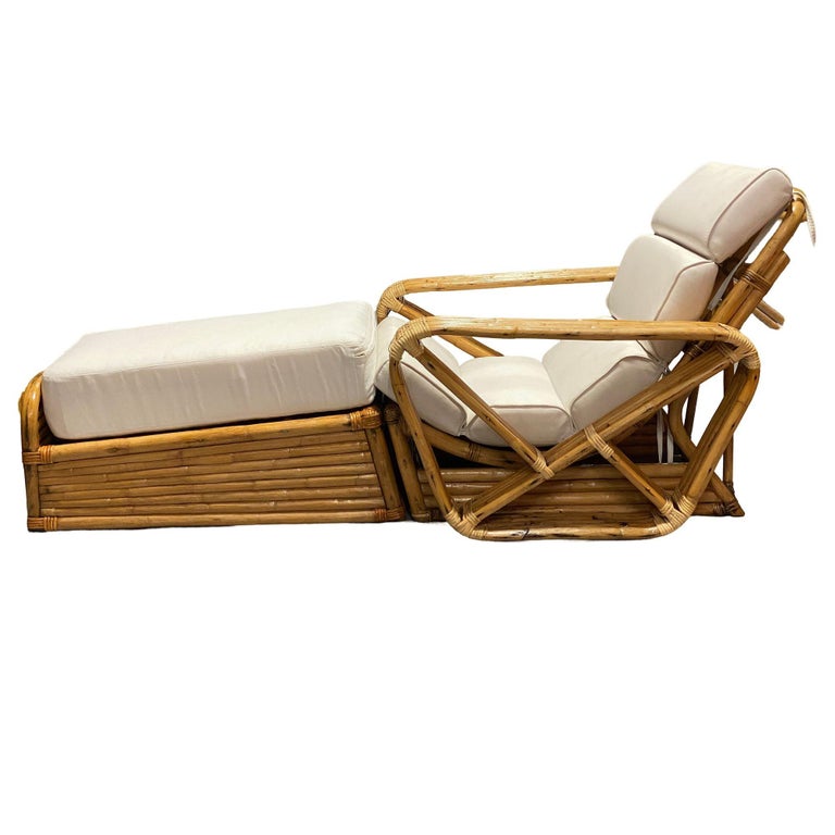 Restored Historic Paul T.Frankl Hand Made 5- Strand Square Pretzel Rattan Lounge
