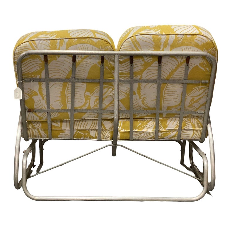 Aluminum Patio/Outdoor Sled Base Rocking Slider Settee w/ Speed Arms