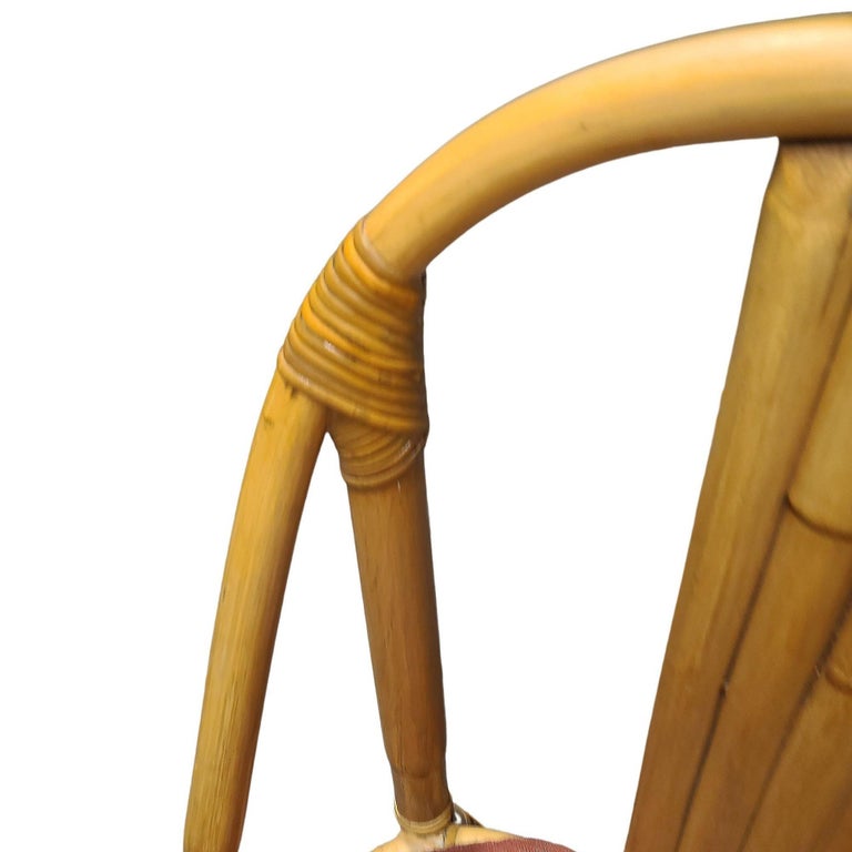Restored Bent "Palm" Rattan Dining Side Chair, Set of 6