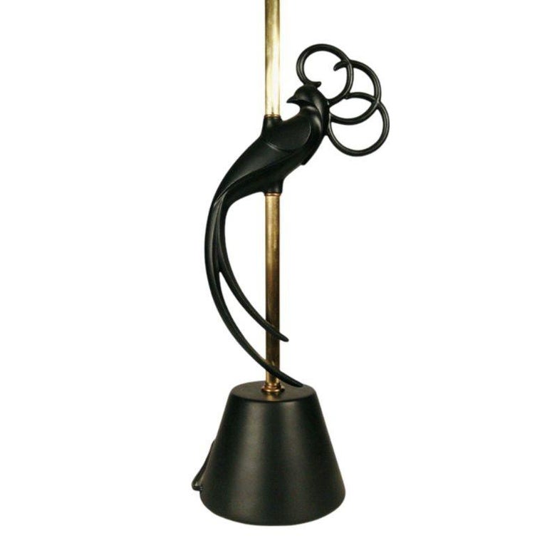Mid-century Brass & Steel "Lovebird" Sculptral Table Lamp by Rembrandt , Pair