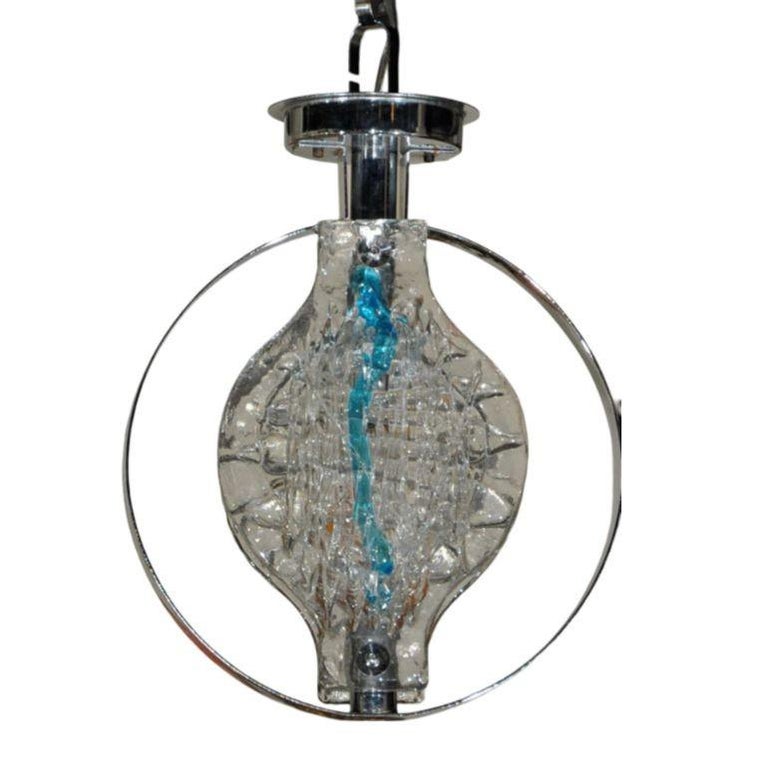 Vistosi Gino Murano Glass Pendant Lights, Pair