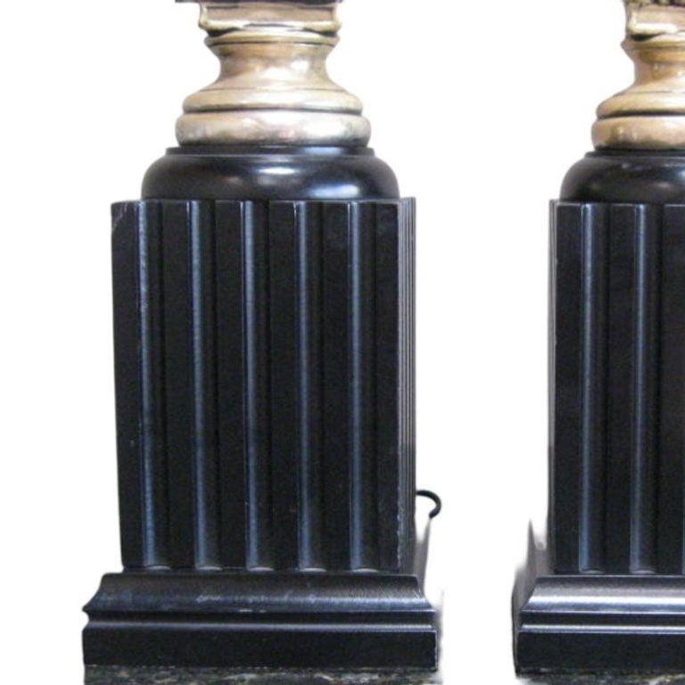 MCM High Style Hollywood Regency God & Goddess Pillar Table Lamps, Pair