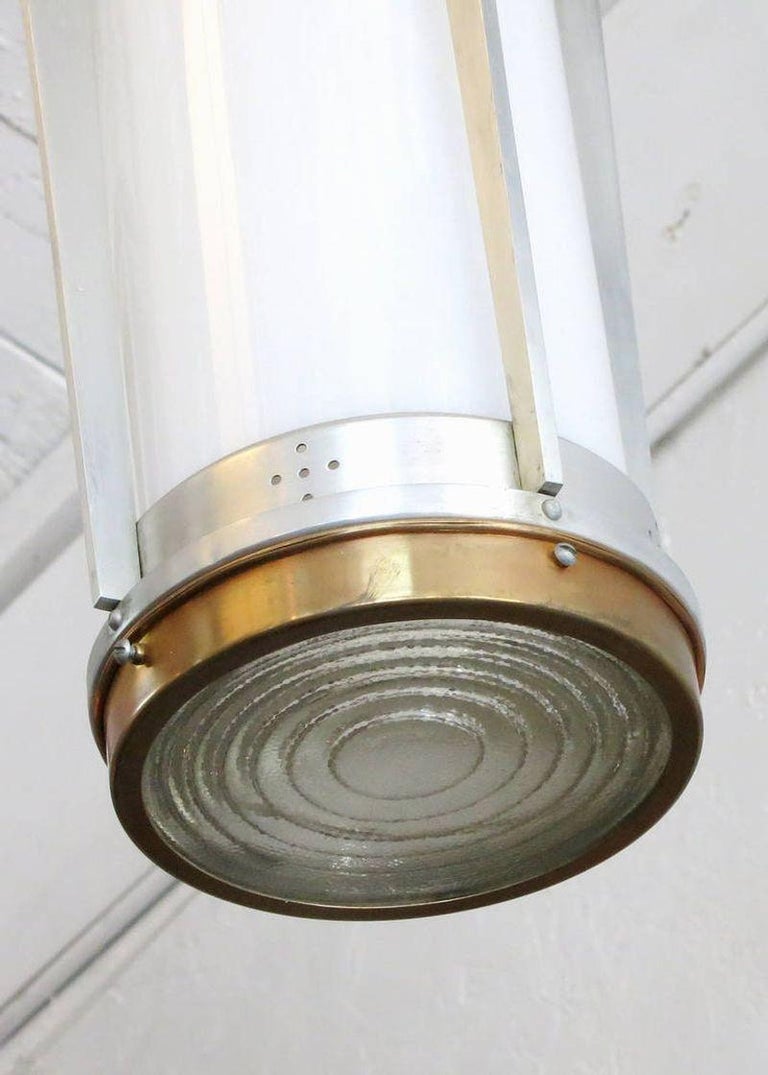 Mid-Century Aluminum Cylinder Hanging Lamp Pair, circa 1960