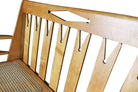 Blonde Wood Sofa with Clothespin Shaped Accents In The Style of Stickley