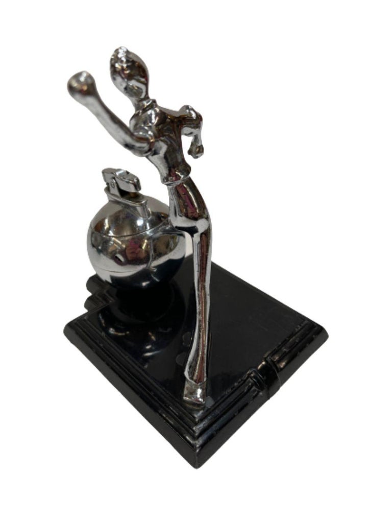 Art Deco Ball Player Table Table Lighter with Base by Ronson