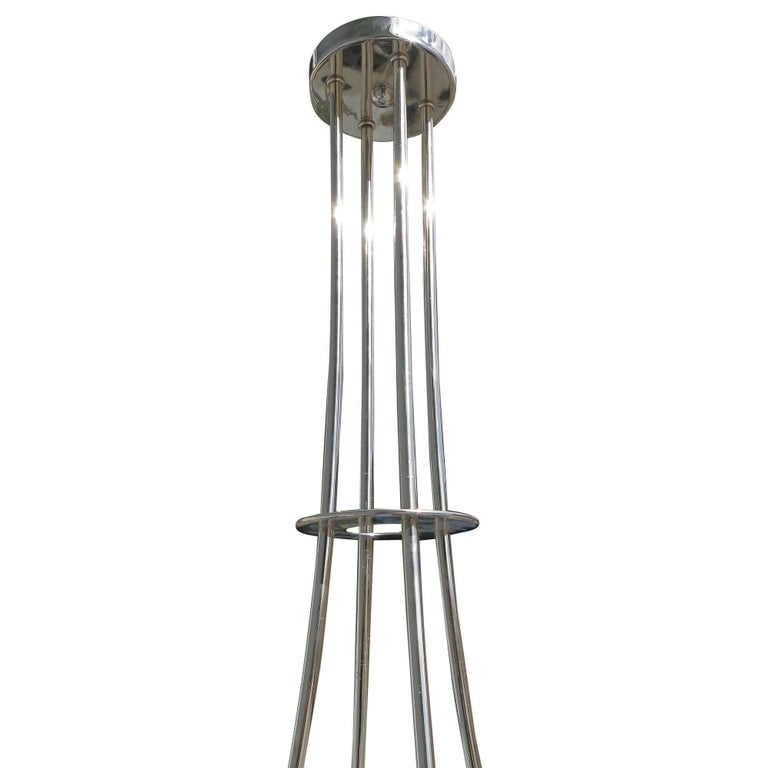 Large Modernist Twelve-Light Nickel Finished Chandelier