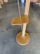 Restored Googie Asymmetric Pole Floor Lamp w/ Side Table & Fiberglass Shade