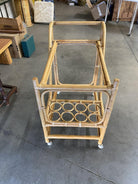 Restored Mid Century Rattan Bar Cart w/ Bottle Holder by Angraves, circa 1970