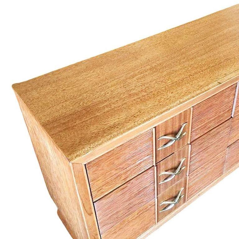 Restored Mid-century Paul Frankl Combed Wood Chest of Drawers for Brown Saltman