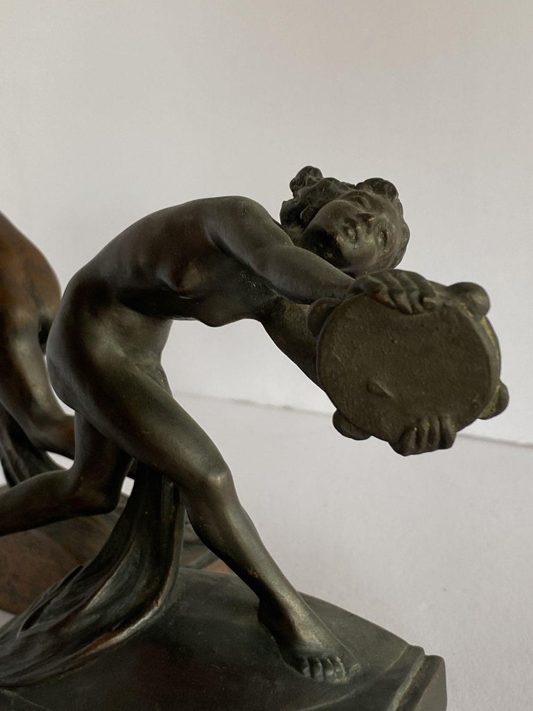 Art Nouveau Nude Female Nymph Cast Bronze Bookends, Pair