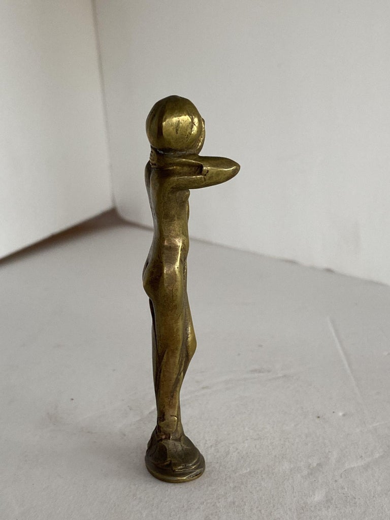 Bronze Letter Wax Seal Stamp Featuring Nude Bathing Women Art Nouveau