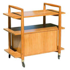 Mid-Century Three-Tier Bar Serving Cart w/ Storage Cabinet