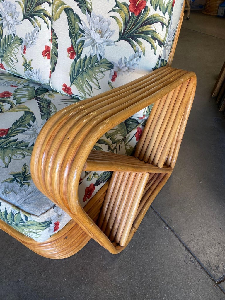 Restored Mid Century Six-Strand Square Pretzel Three-Seat Sectional Sofa