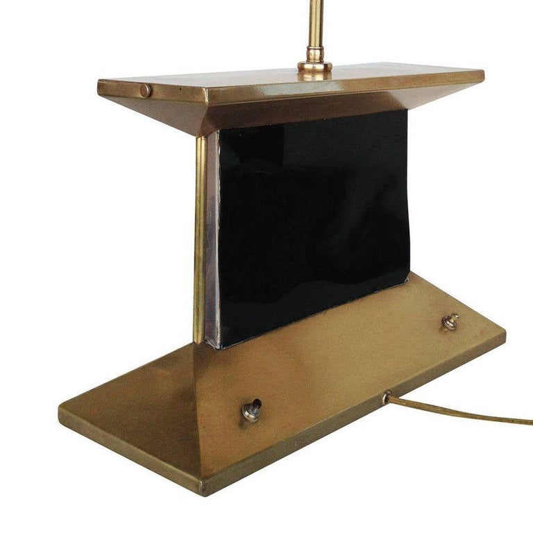 Mid-Century Brass Aquarium Light Up Lamp w/ Shade