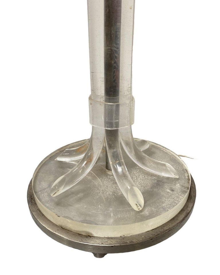 Hollywood Regency Lucite and Chrome Floor Lamp