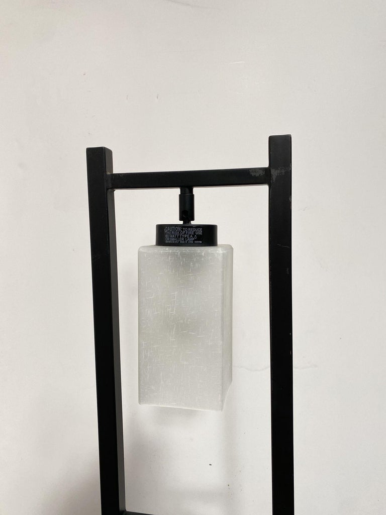 Asian Inspired Modernist Floor Lamp with Chrome Base